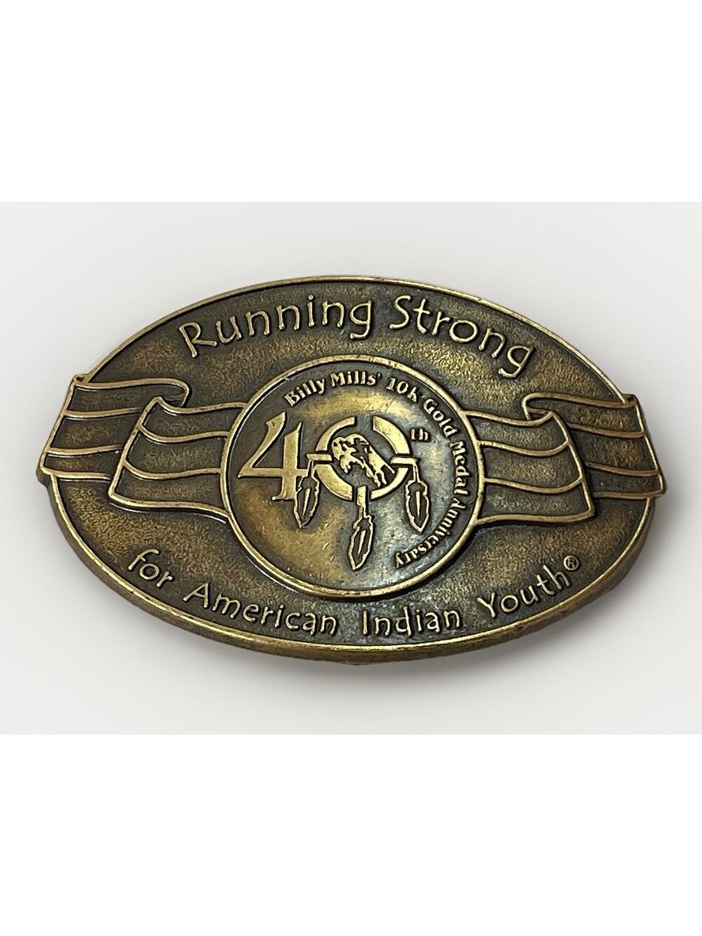 Vintage Billy Mills Belt Buckle 1964 Tokyo Olympic Gold Medalist Indian Run